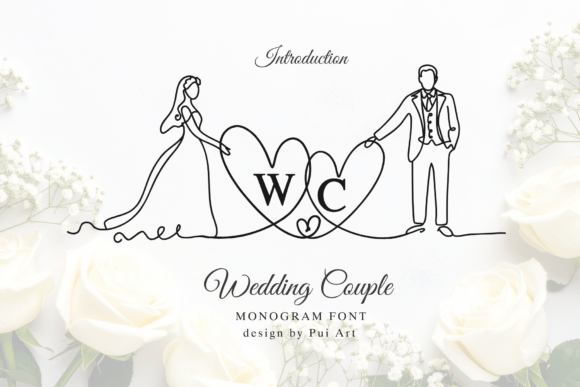 Wedding Couple Monogram Font: A Romantic Typography Design
